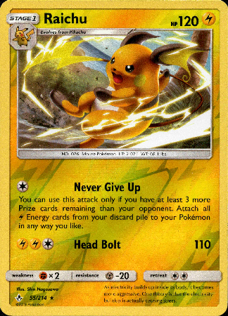 Raichu - 55/214 - Unbroken Bonds - Reverse Holo - Card Cavern