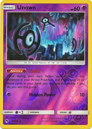 Unown - 91/214 - Lost Thunder - Reverse Holo - Card Cavern