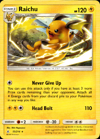 Raichu - 55/214 - Unbroken Bonds - Card Cavern