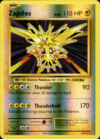 Zapdos - 42/108 - Evolutions - Reverse Holo - Card Cavern