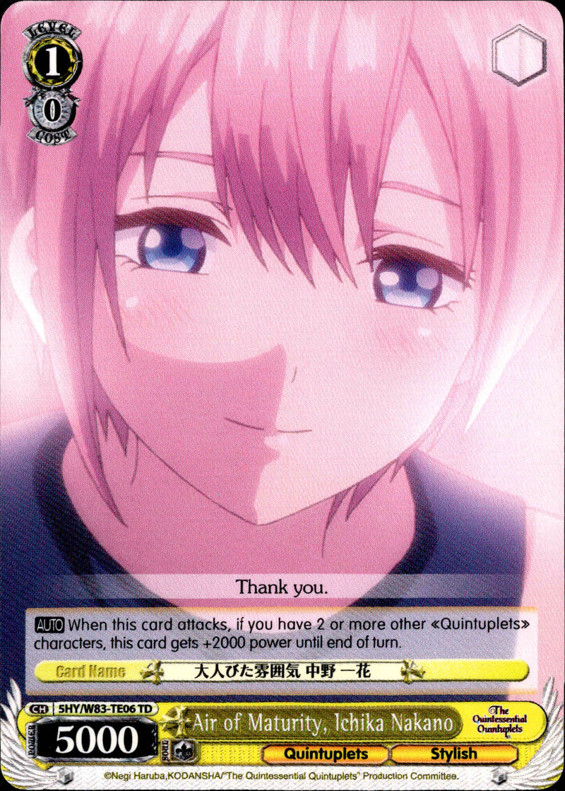 Air of Maturity, Ichika Nakano - 5HY/W83-TE06 - The Quintessential Quintuplets - Card Cavern