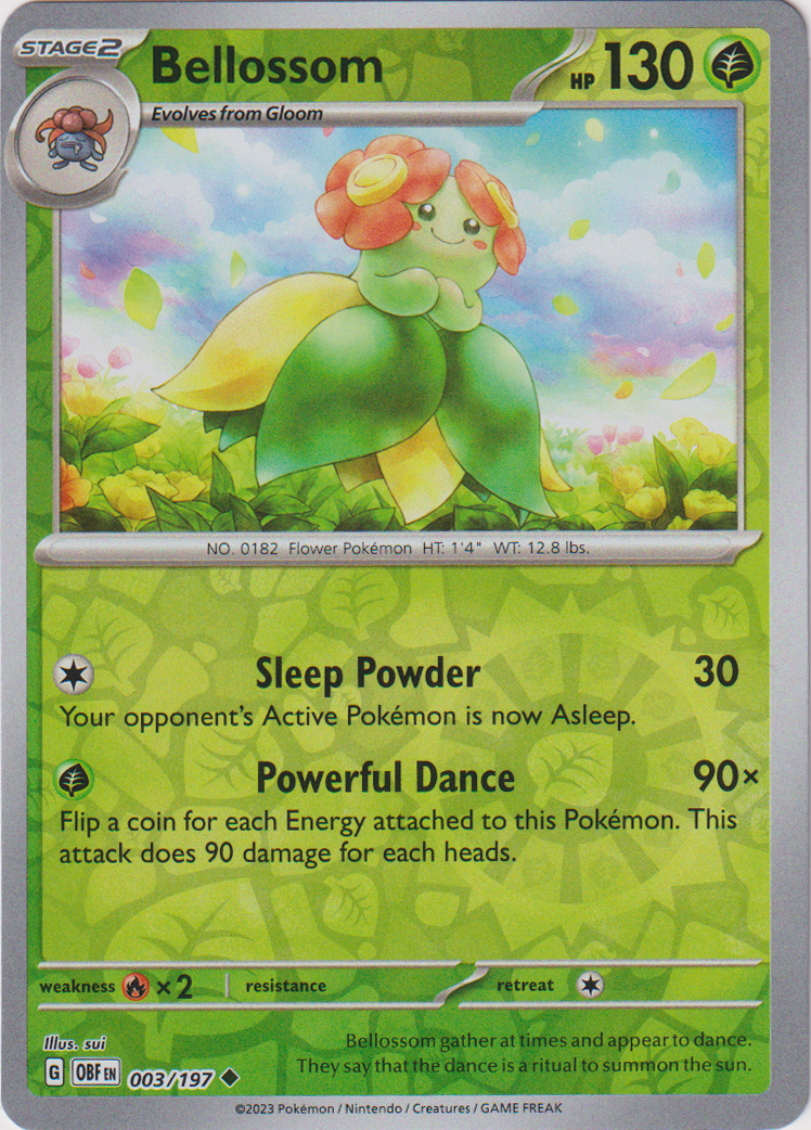 Bellossom - 003/197 - Obsidian Flames - Reverse Holo - Card Cavern