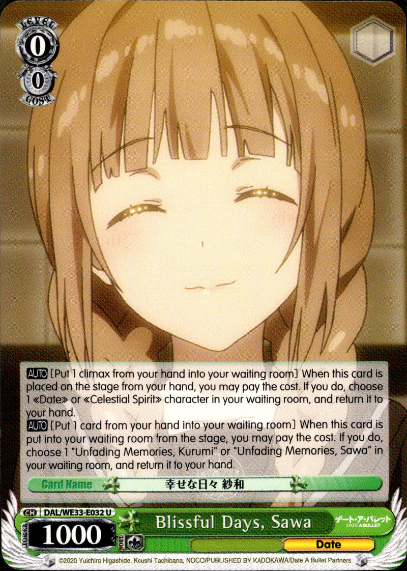 Blissful Days, Sawa - DAL/WE33-E032 - Date A Bullet - Card Cavern