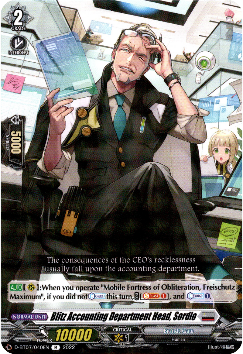 Blitz Accounting Department Head, Sordio - D-BT07/040EN - Raging Flames Against Emerald Storm - Card Cavern