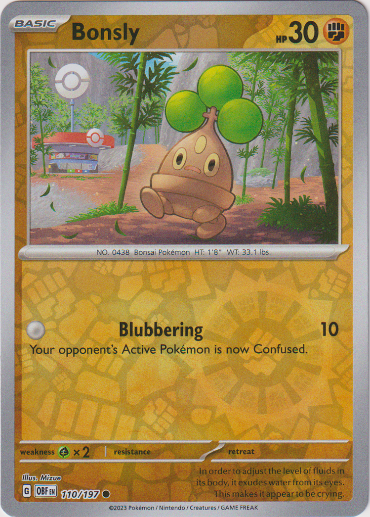 Bonsly - 110/197 - Obsidian Flames - Reverse Holo - Card Cavern