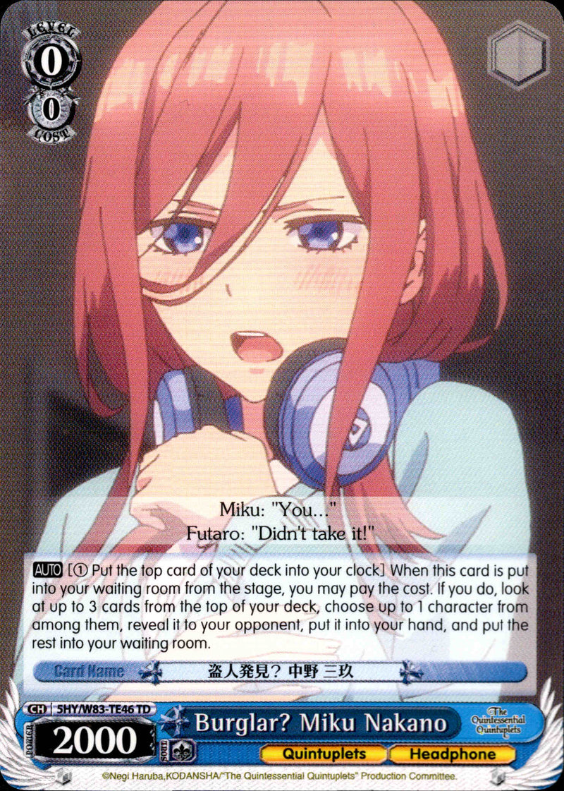 Burglar? Miku Nakano - 5HY/W83-TE46 - The Quintessential Quintuplets - Card Cavern