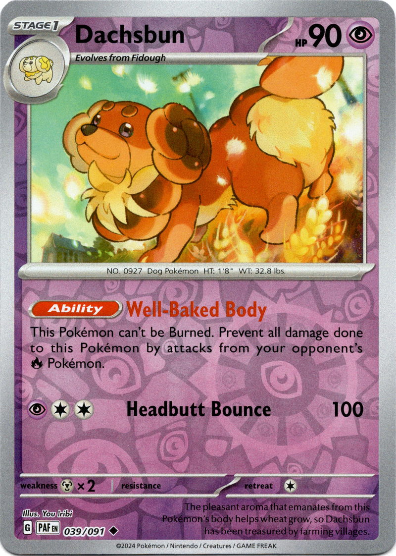 Dachsbun - 039/091 - Paldean Fates - Reverse Holo - Card Cavern