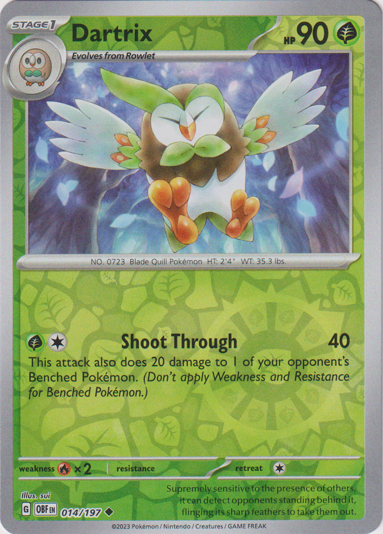 Dartrix - 014/197 - Obsidian Flames - Reverse Holo - Card Cavern