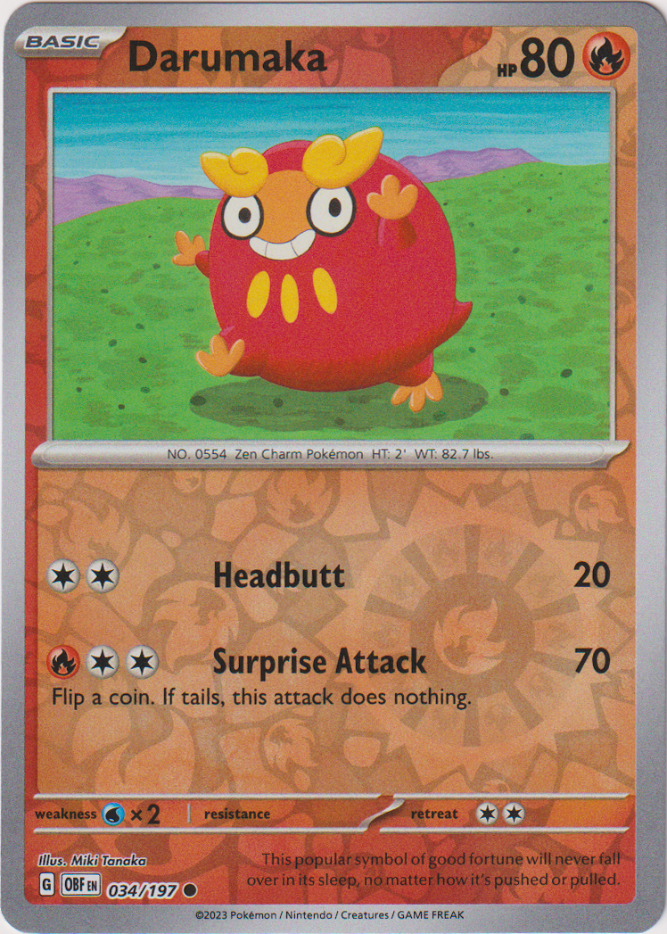 Darumaka - 034/197 - Obsidian Flames - Reverse Holo - Card Cavern