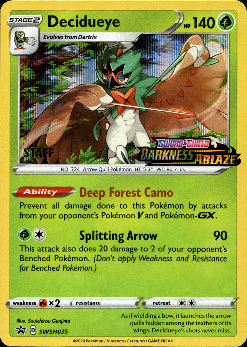 Decidueye Prerelease (Staff) - SWSH035 - Sword & Shield Promo - Card Cavern