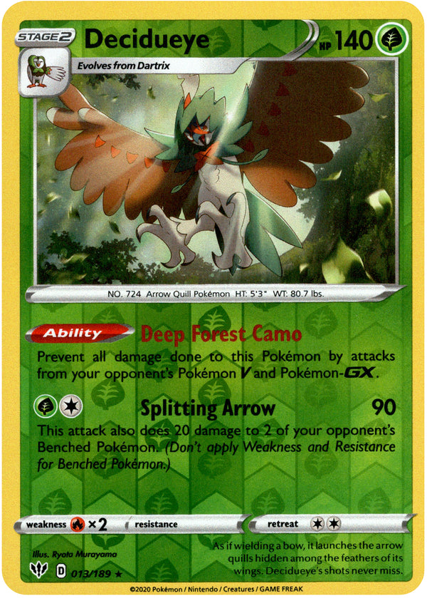 Decidueye - 13/189 - Darkness Ablaze - Reverse Holo - Card Cavern