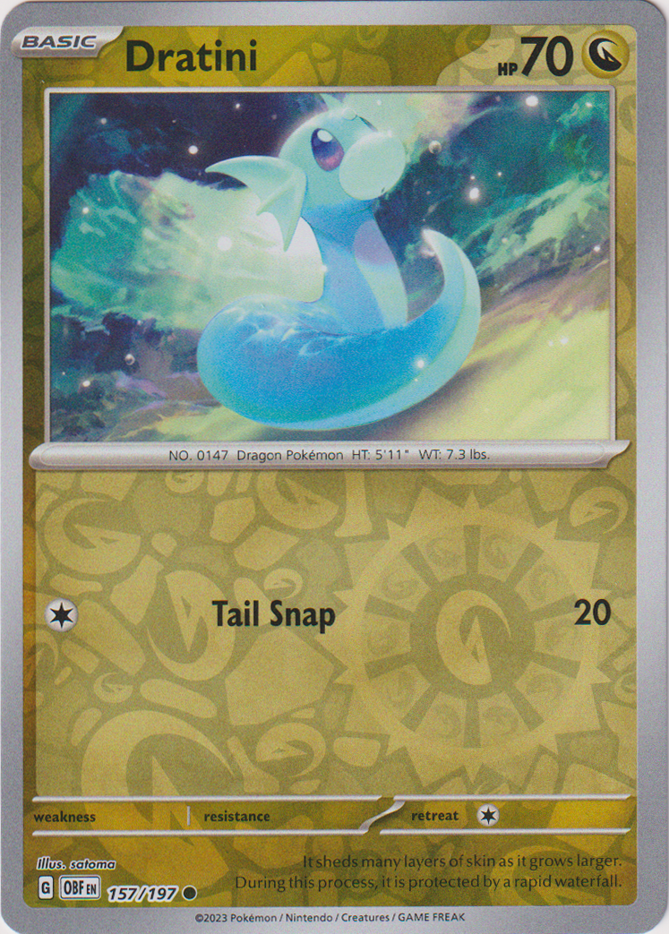 Dratini - 157/197 - Obsidian Flames - Reverse Holo - Card Cavern