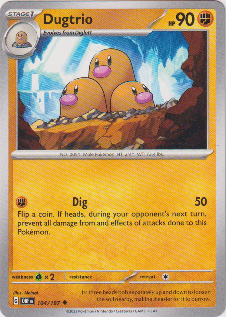 Dugtrio - 104/197 - Obsidian Flames - Card Cavern