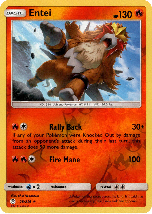 Entei - 28/236 - Cosmic Eclipse - Reverse Holo - Card Cavern