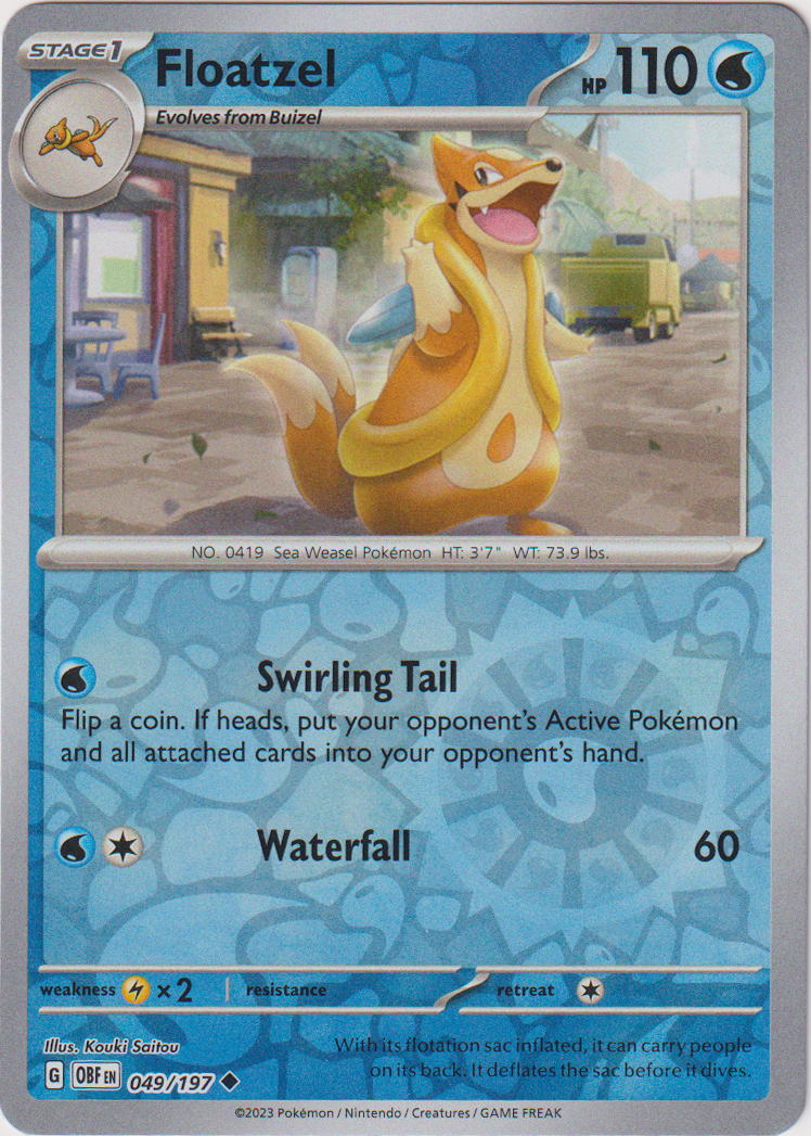 Floatzel - 049/197 - Obsidian Flames - Reverse Holo - Card Cavern