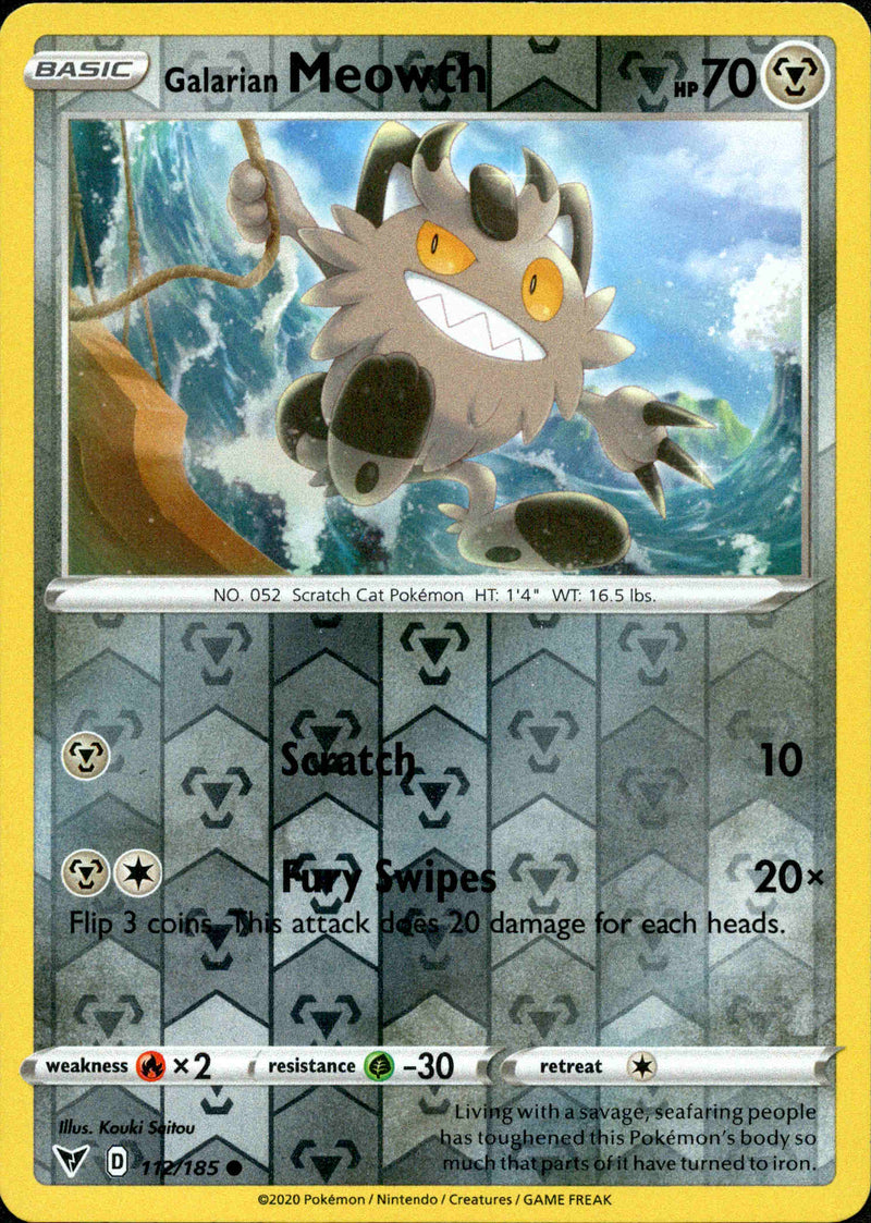 Galarian Meowth - 112/185 - Vivid Voltage - Reverse Holo - Card Cavern