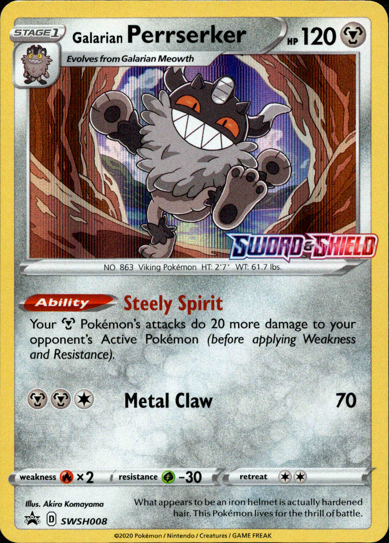 Galarian Perrserker Prerelease - SWSH008 - Sword & Shield Promo - Card Cavern