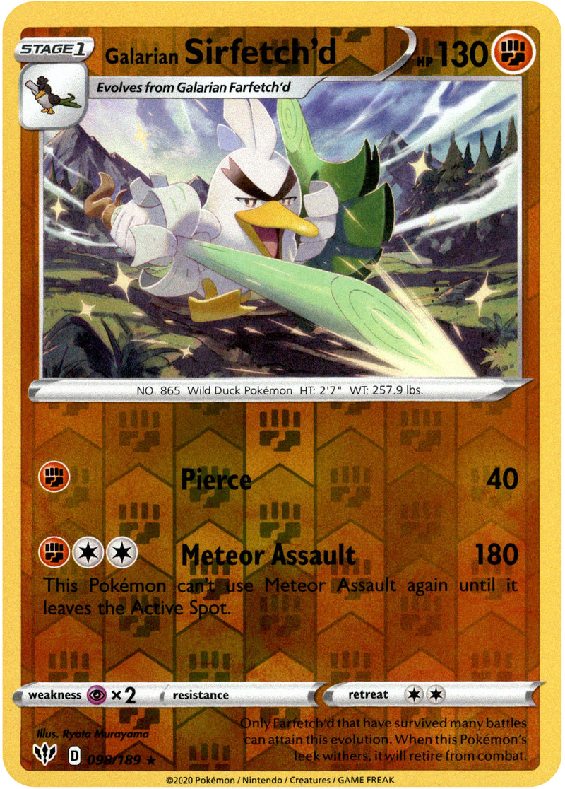 Card Galarian Sirfetch'd 98/189 da coleção Darkness Ablaze