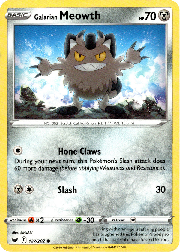 Galarian Meowth - 127/202 - Sword & Shield - Card Cavern