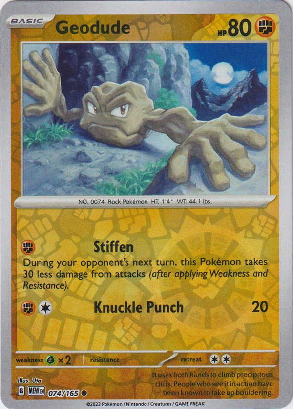 Geodude - 074/165 - Scarlet & Violet 151 - Reverse Holo - Card Cavern