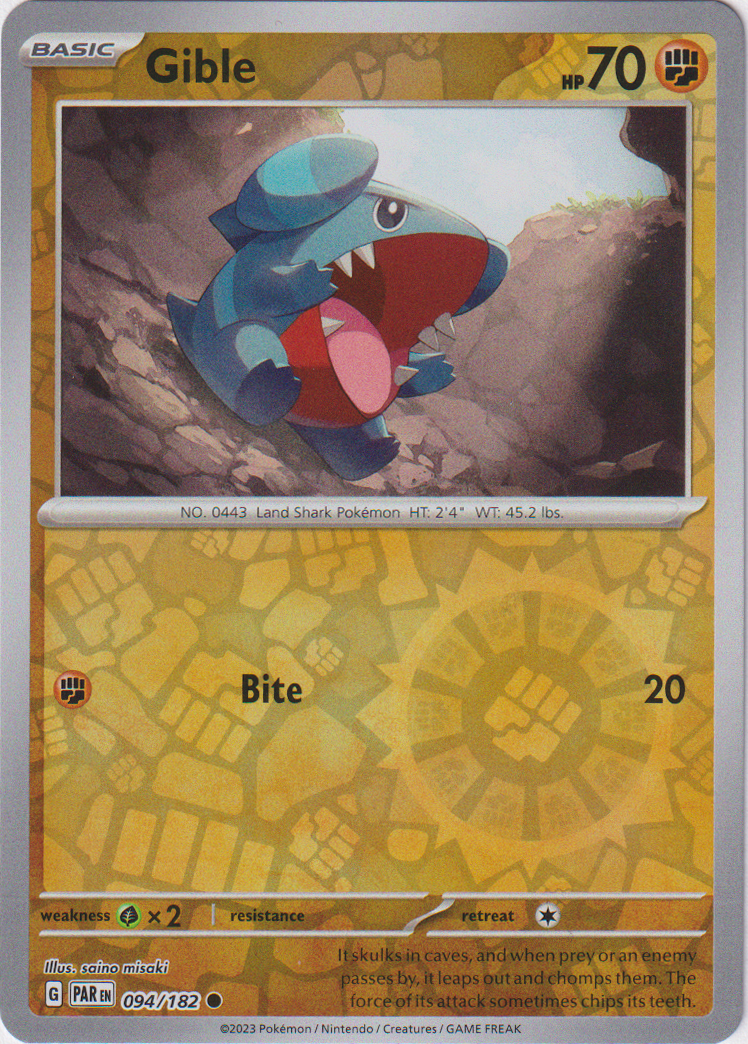 Gible - 094/182 - Paradox Rift - Reverse Holo - Card Cavern