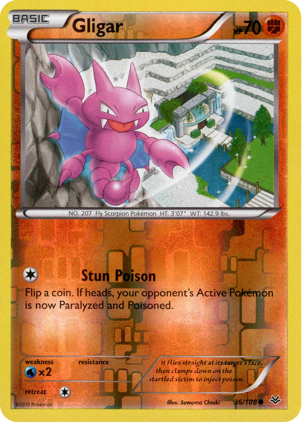 Gligar - 36/108 - Roaring Skies - Reverse Holo - Card Cavern