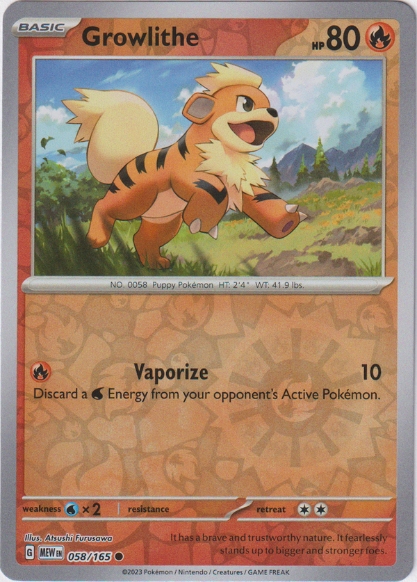 Growlithe - 058/165 - Scarlet & Violet 151 - Reverse Holo - Card Cavern