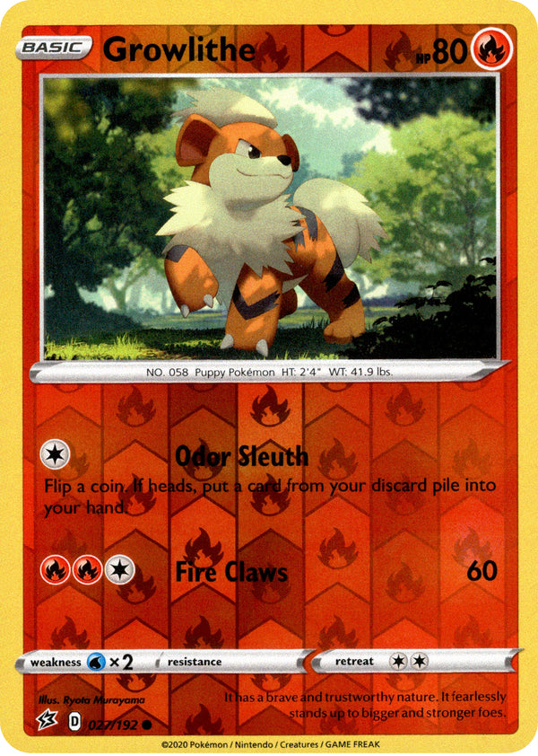 Growlithe - 27/192 - Rebel Clash - Reverse Holo - Card Cavern