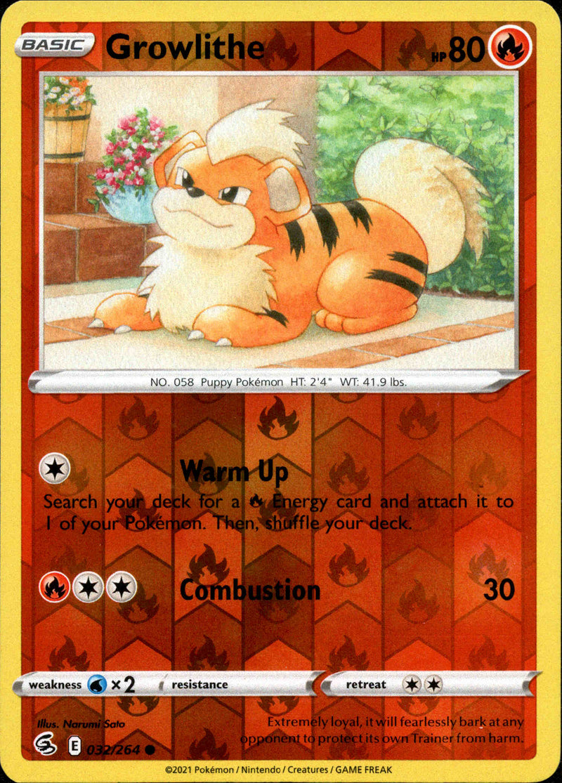 Growlithe - 032/264 - Fusion Strike - Reverse Holo - Card Cavern