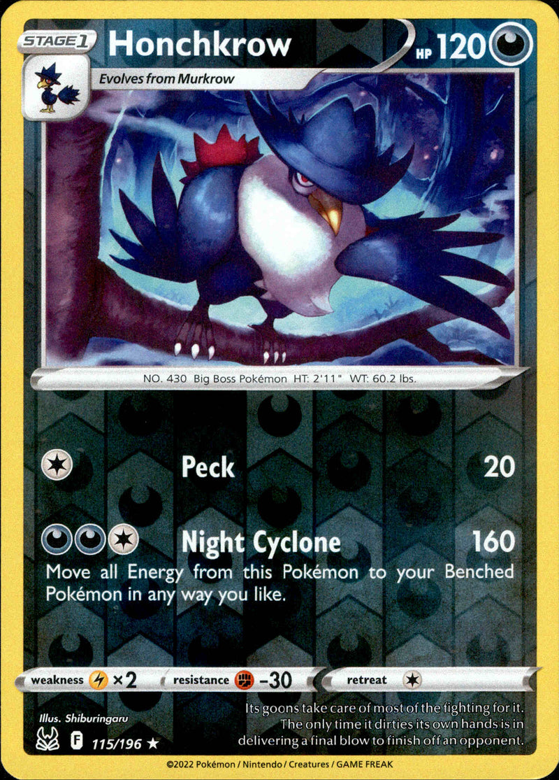 Honchkrow - 115/196 - Lost Origin - Reverse Holo - Card Cavern