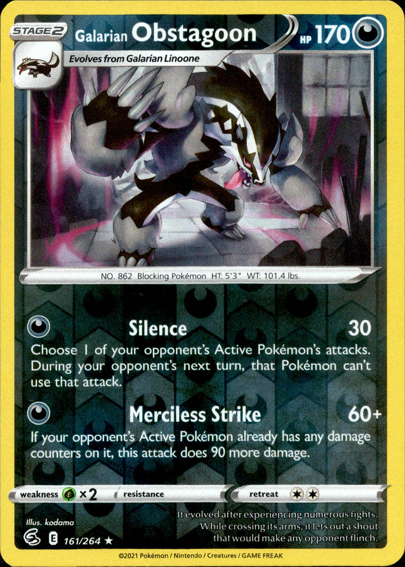 Galarian Obstagoon - 161/264 - Fusion Strike - Reverse Holo - Card Cavern