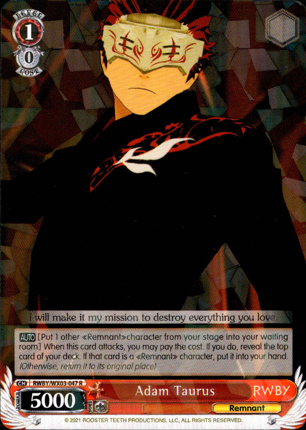 Adam Taurus - RWBY/WX03-047 - RWBY - Card Cavern