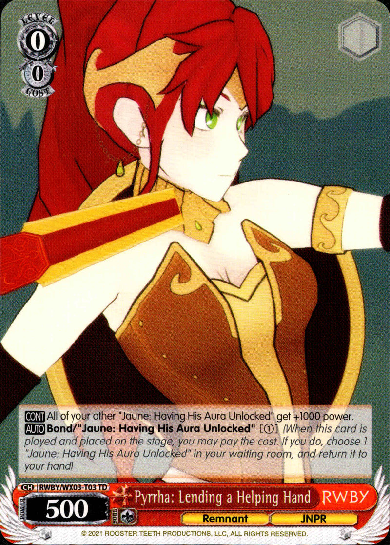 Pyrrha: Lending a Helping Hand - RWBY/WX03-T03 - RWBY - Card Cavern