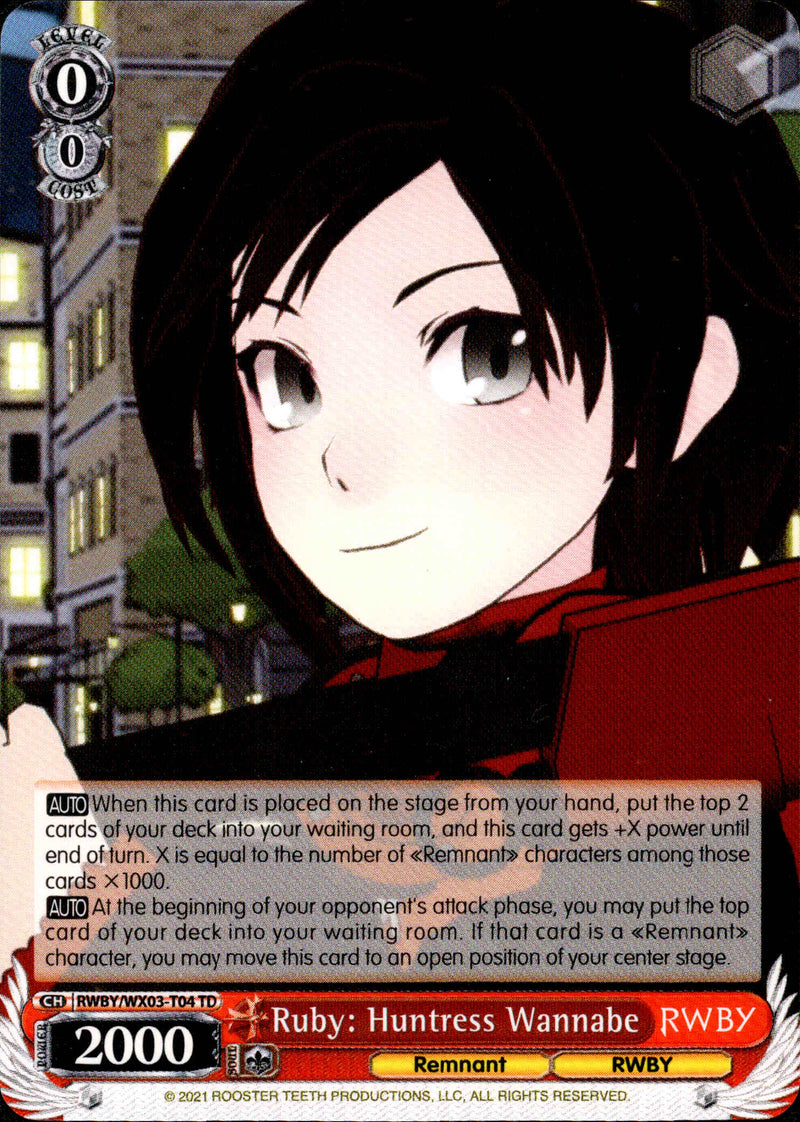 Ruby: Huntress Wannabe - RWBY/WX03-T04 - RWBY - Card Cavern