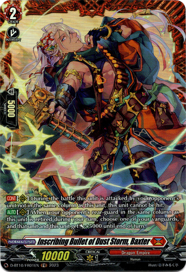 Inscribing Bullet of Dust Storm, Baxter - D-BT10/FR01EN - Dragon Masquerade - Card Cavern