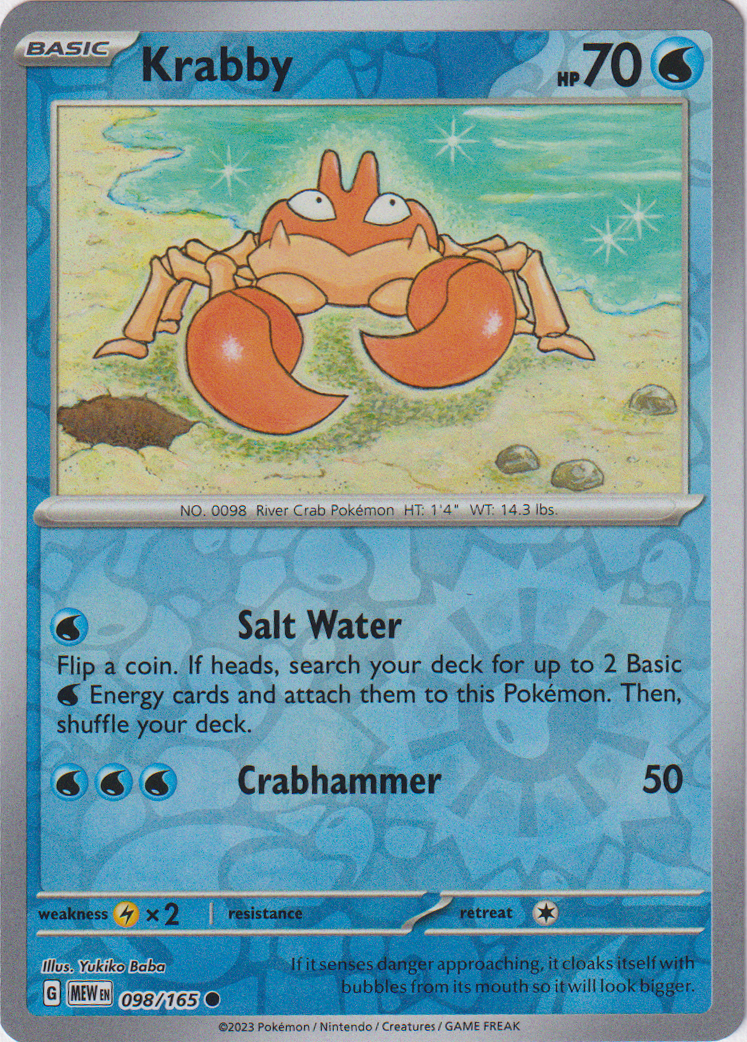 Krabby - 098/165 - Scarlet & Violet 151 - Reverse Holo - Card Cavern