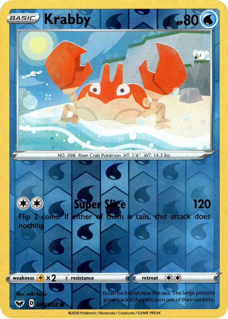 Krabby - 43/202 - Sword & Shield - Reverse Holo - Card Cavern