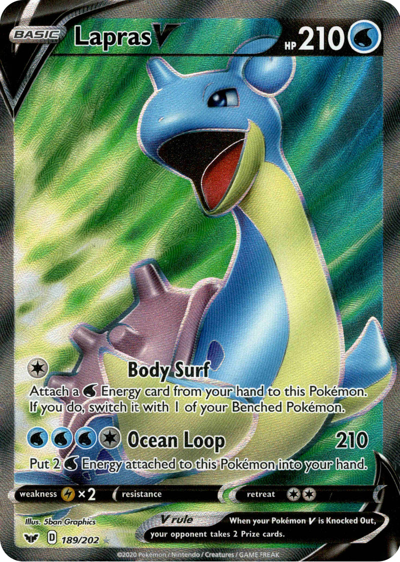 Lapras V Full Art - 189/202 - Sword & Shield - Card Cavern