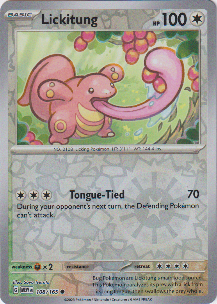 Lickitung - 108/165 - Scarlet & Violet 151 - Reverse Holo - Card Cavern