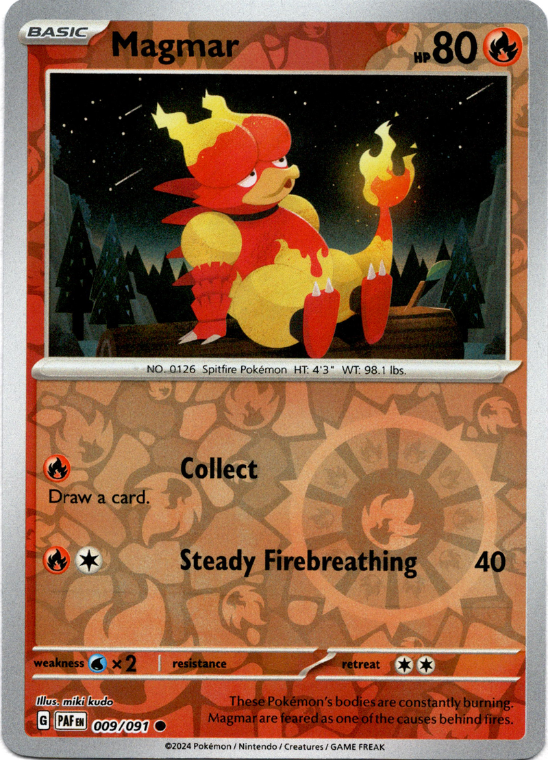 Magmar - 009/091 - Paldean Fates - Reverse Holo - Card Cavern