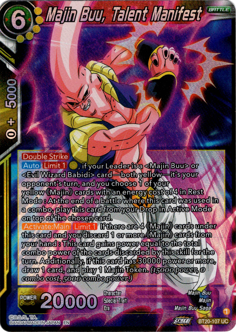 Majin Buu, Talent Manifest - BT20-107 UC - Power Absorbed - Foil - Card Cavern