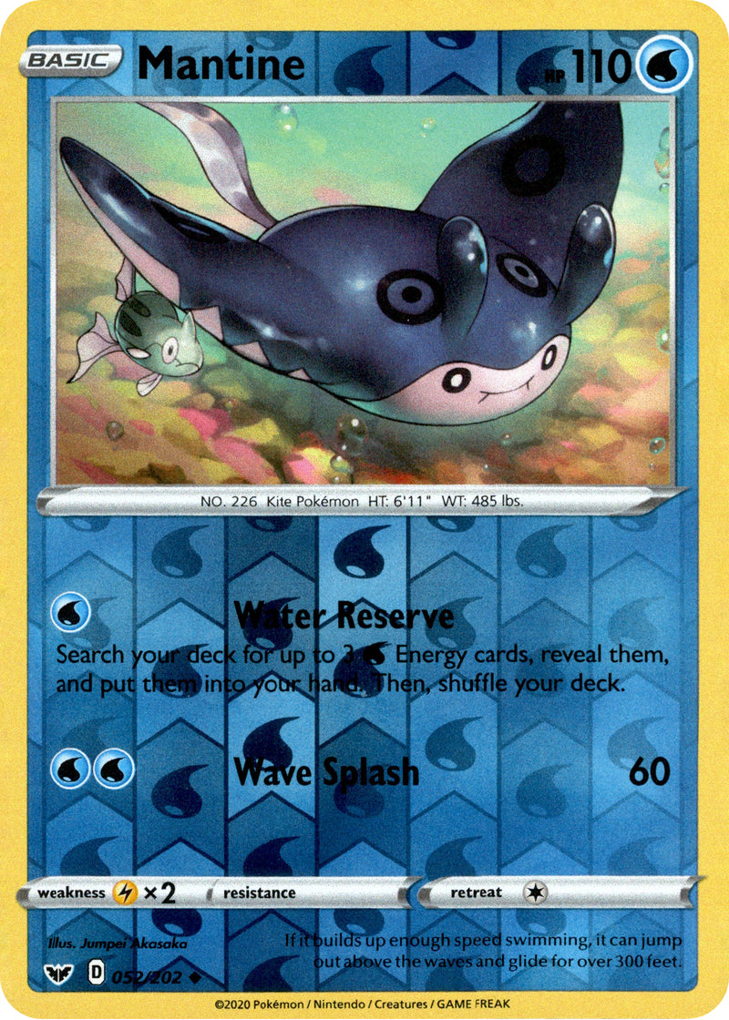 Mantine - 52/202 - Sword & Shield - Reverse Holo - Card Cavern