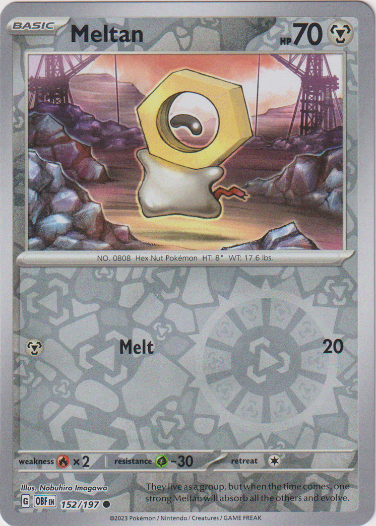 Meltan - 152/197 - Obsidian Flames - Reverse Holo - Card Cavern