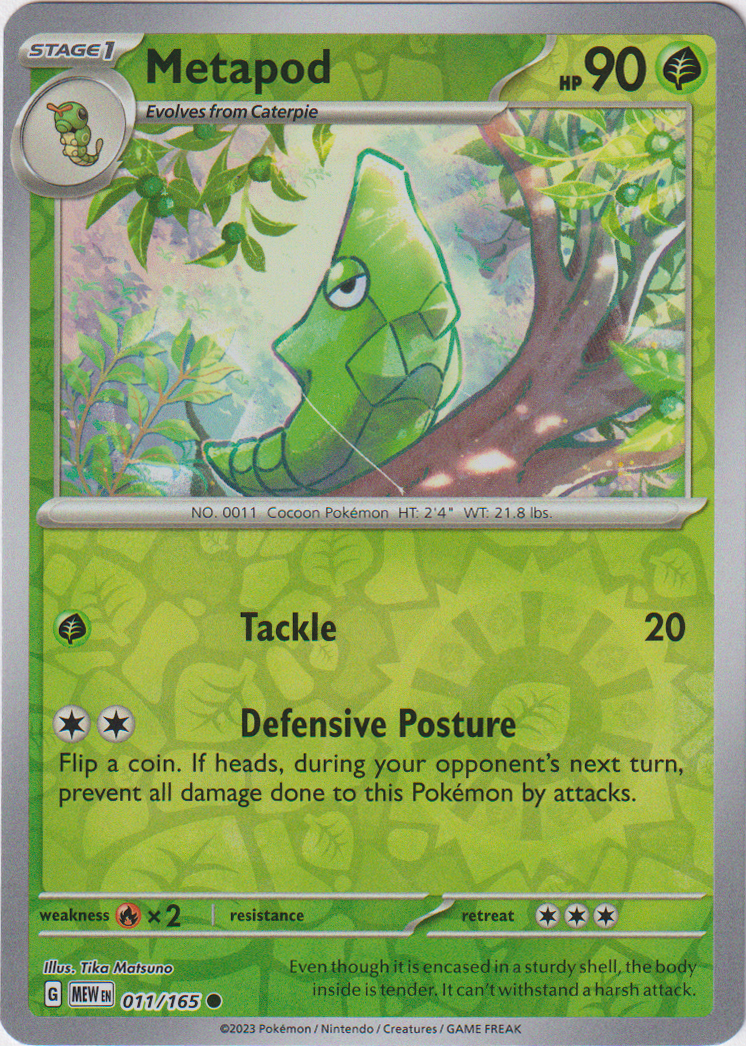 Metapod - 011/165 - Scarlet & Violet 151 - Reverse Holo - Card Cavern