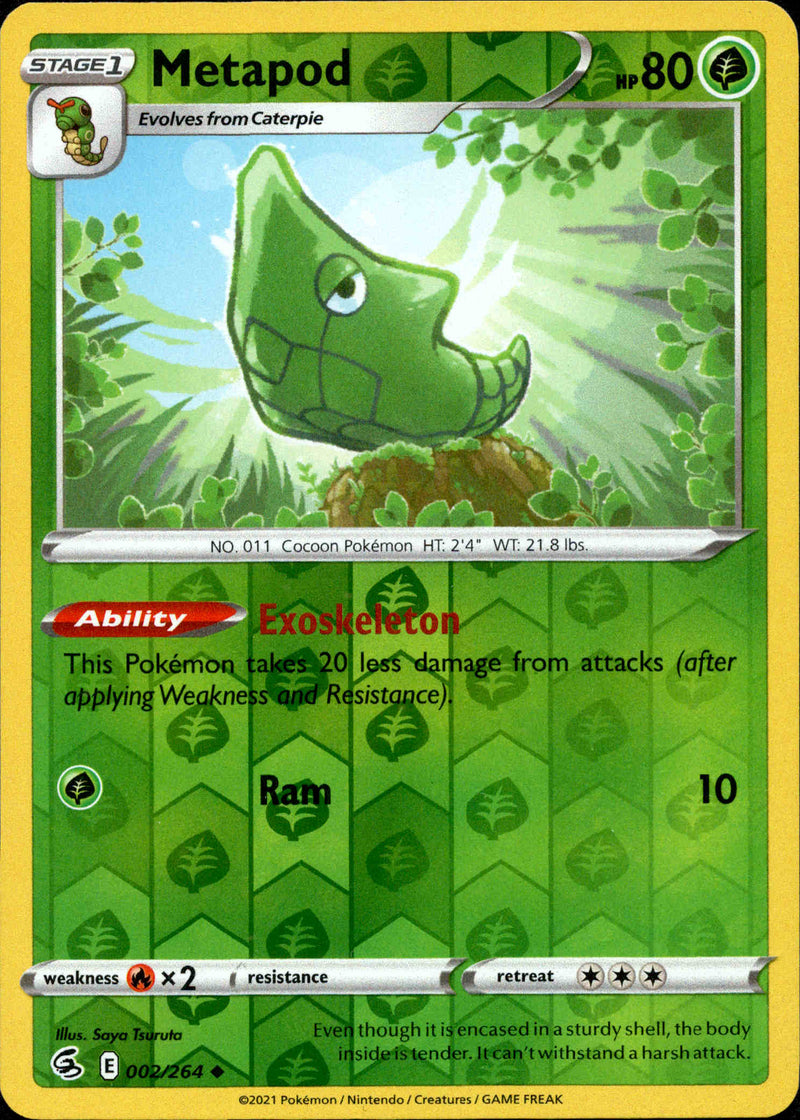 Metapod - 002/264 - Fusion Strike - Reverse Holo - Card Cavern