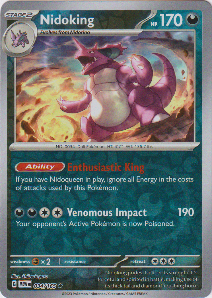 Nidoking - 034/165 - Scarlet & Violet 151 - Reverse Holo - Card Cavern