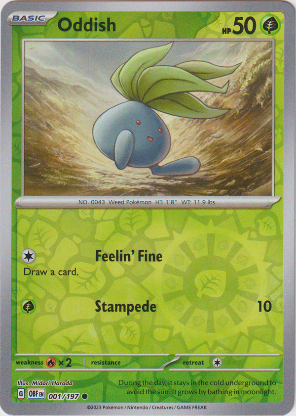 Oddish - 001/197 - Obsidian Flames - Reverse Holo - Card Cavern