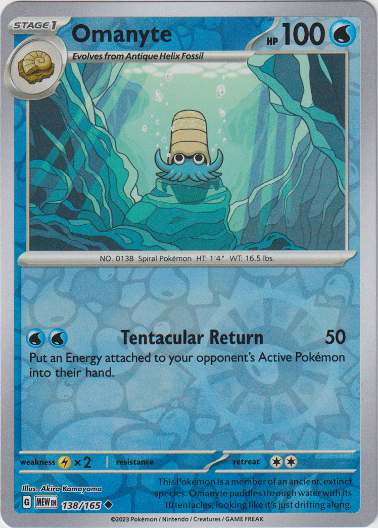 Omanyte - 138/165 - Scarlet & Violet 151 - Reverse Holo - Card Cavern