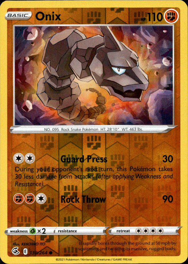 Onix - 138/264 - Fusion Strike - Reverse Holo - Card Cavern