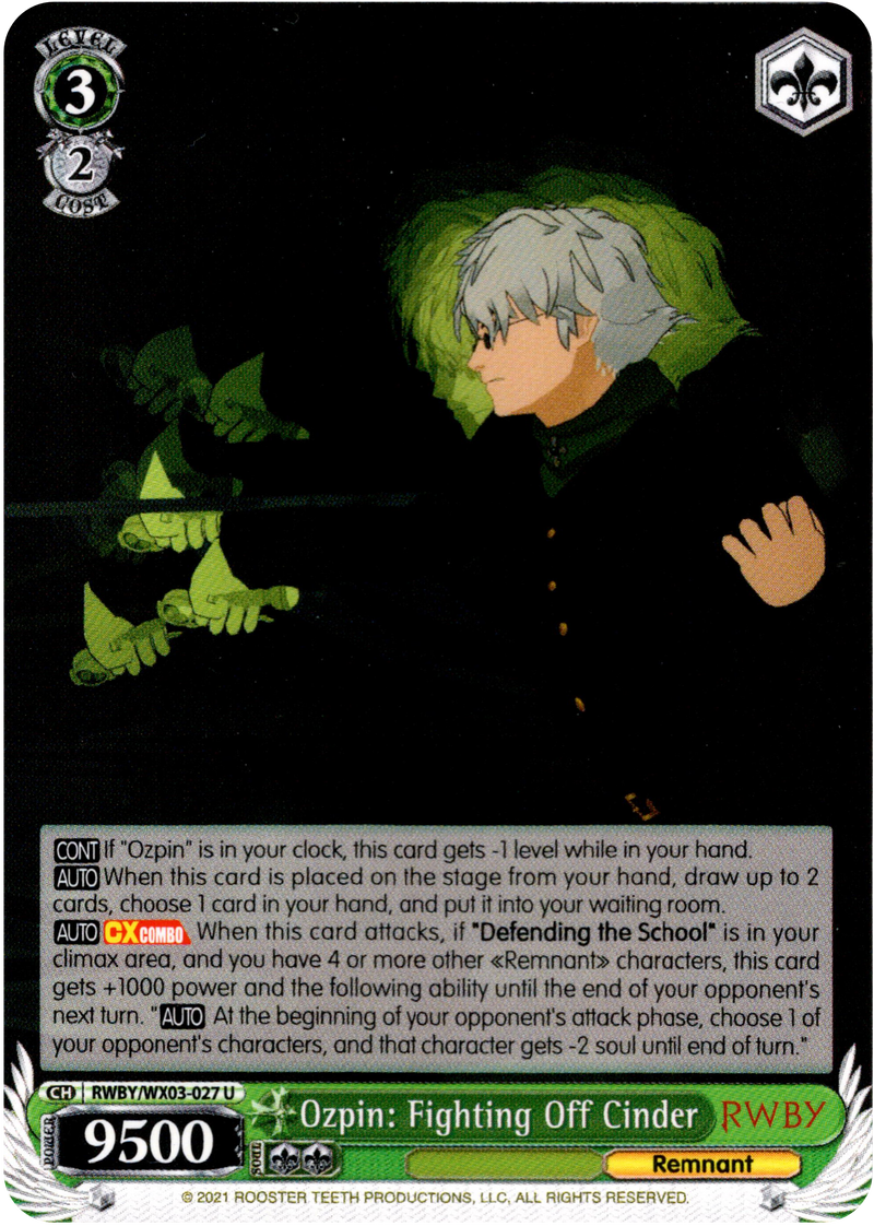 Ozpin: Fighting Off Cinder - RWBY/WX03-027 - RWBY - Card Cavern